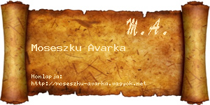 Moseszku Avarka névjegykártya